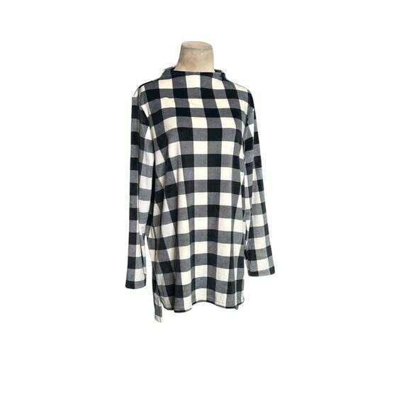 Land's End black white gingham long sleeves sweater size LP - Picture 10 of 10